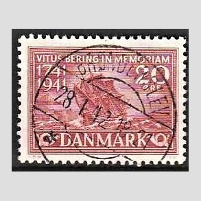 FRIM�RKER DANMARK | 1941 - AFA 271 - Vitus Bering 20 �re r�d - Lux Stemplet Br�nderslev