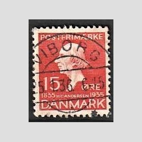 FRIM�RKER DANMARK | 1935 - AFA 226 - H. C. Andersen 15 �re r�d - Lux Stemplet Viborg