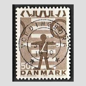 FRIMRKER DANMARK | 1970 - AFA 494 - Trafiksikkerhed - 50 re brun - Pragt Stemplet Vordingborg