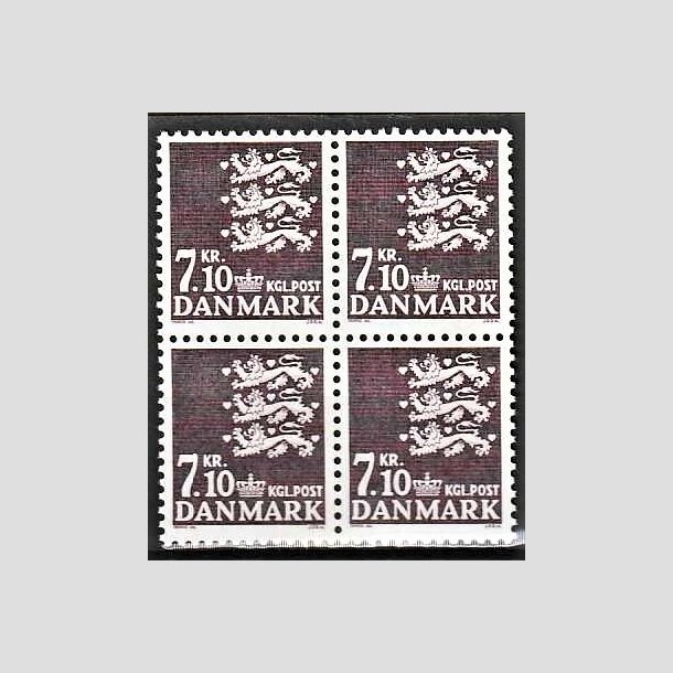 FRIMRKER DANMARK | 1988 - AFA 901 - Rigsvben - 7,10 Kr. mrklilla i 4-blok - Postfrisk