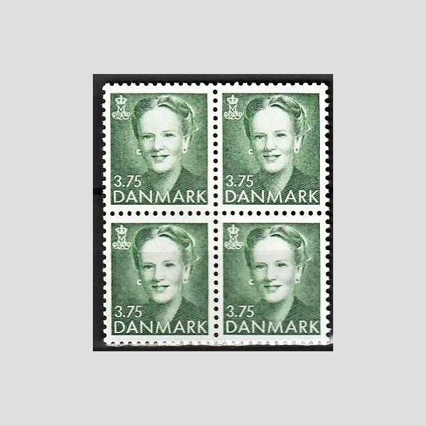 FRIMRKER DANMARK | 1991 - AFA 982 - Dronning Margrethe - 3,75 Kr. grn i 4-blok - Postfrisk