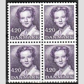 FRIMRKER DANMARK | 1989 - AFA 926 - Dronning Margrethe - 4,20 Kr. mrkviolet i 4-blok - Postfrisk