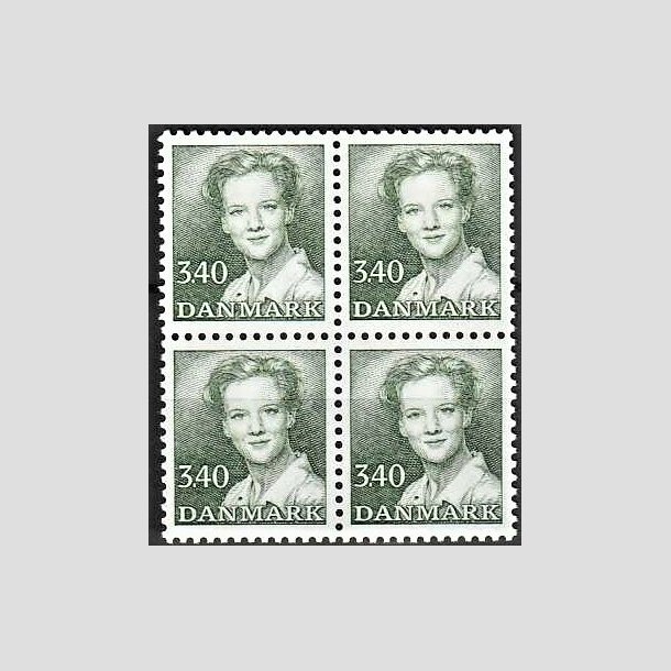 FRIMRKER DANMARK | 1989 - AFA 925 - Dronning Margrethe - 3,40 Kr. grn i 4-blok - Postfrisk