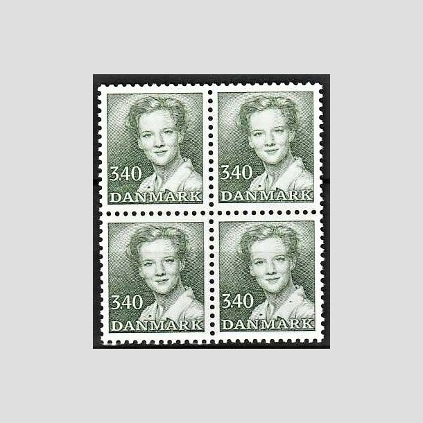 FRIMRKER DANMARK | 1989 - AFA 925 - Dronning Margrethe - 3,40 Kr. grn i 4-blok - Postfrisk