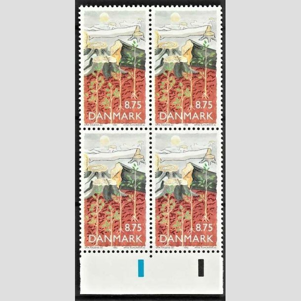 FRIMRKER DANMARK | 1992 - AFA 1022 - Natur, Milj og udvikling - 8,75 Kr. flerfarvet i 4-blok - Postfrisk