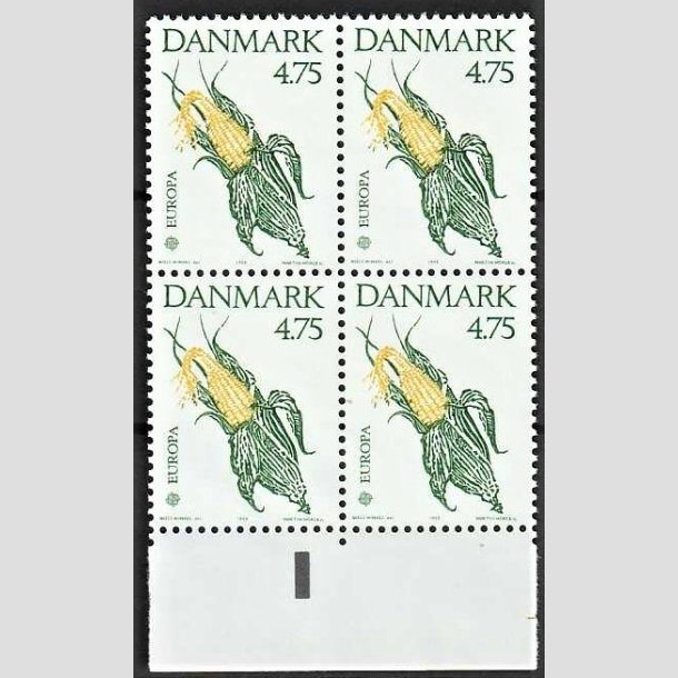 FRIMRKER DANMARK | 1992 - AFA 1015 - Europamrke Columbus - 4,75 Kr. grn/gul i 4-blok - Postfrisk