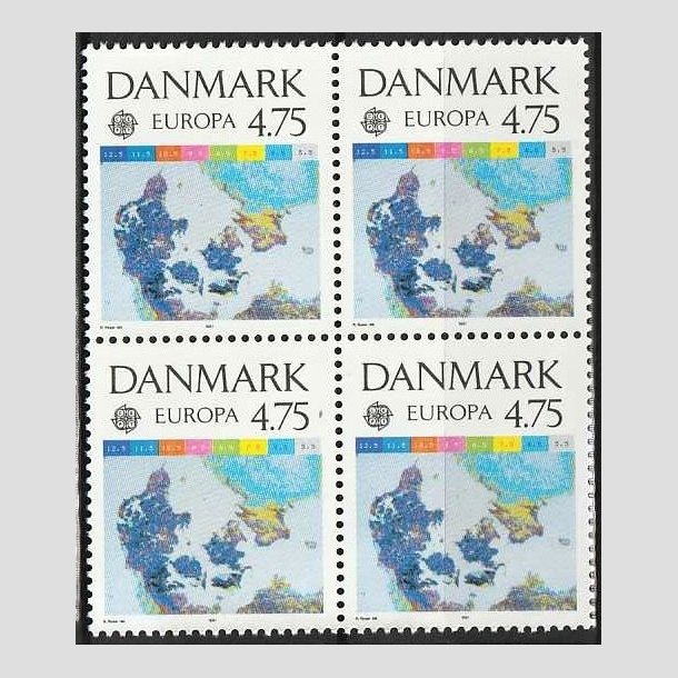 FRIMRKER DANMARK | 1991 - AFA 990 - Europamrker rumflyvning - 4,75 Kr. flerfarvet i 4-blok - Postfrisk