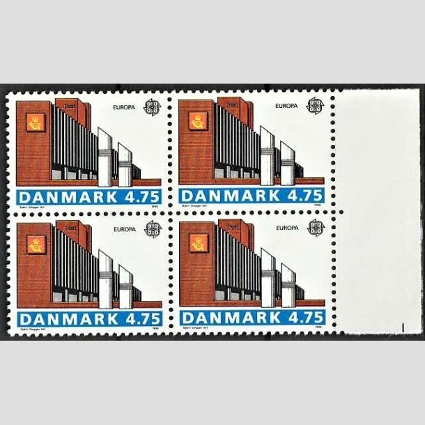 FRIMRKER DANMARK | 1990 - AFA 965 - Europamrker - 4,75 Kr. flerfarvet i 4-blok - Postfrisk