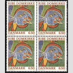 FRIMRKER DANMARK | 1987 - AFA 881 - Ribe Domkirke - 6,50 Kr. flerfarvet i 4-blok - Postfrisk
