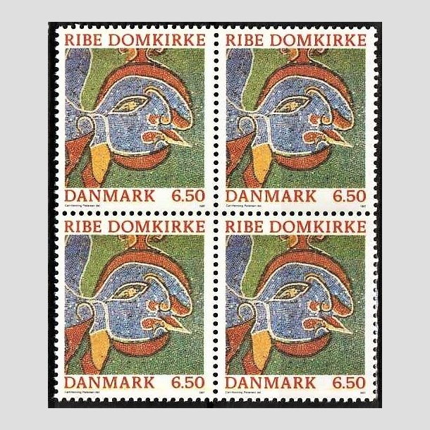 FRIMRKER DANMARK | 1987 - AFA 881 - Ribe Domkirke - 6,50 Kr. flerfarvet i 4-blok - Postfrisk
