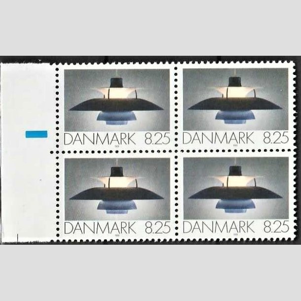 FRIMRKER DANMARK | 1991 - AFA 0998 - Dansk Brugskunst - 8,25 Kr. flerfarvet i 4-blok - Postfrisk