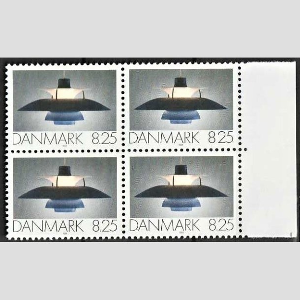 FRIMRKER DANMARK | 1991 - AFA 0998 - Dansk Brugskunst - 8,25 Kr. flerfarvet i 4-blok - Ppostfrisk