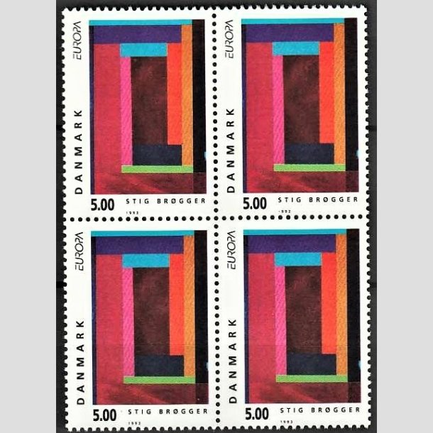 FRIMRKER DANMARK | 1993 - AFA 1042 - Nutidskunst - 5,00 Kr. flerfarvet i 4-blok - Postfrisk