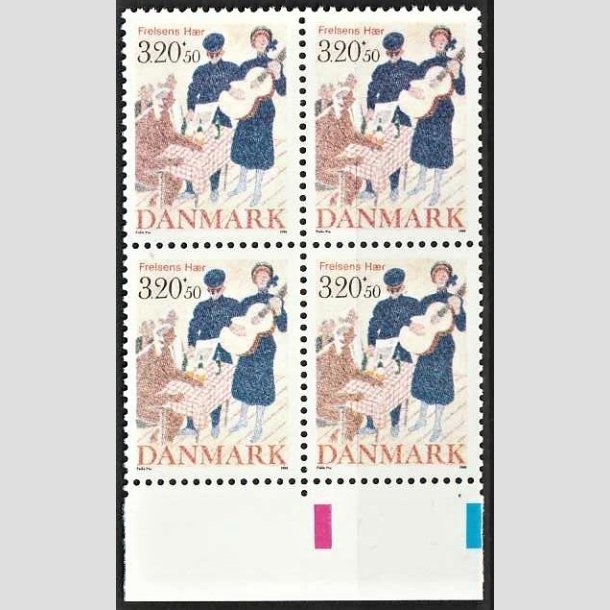 FRIMRKER DANMARK | 1989 - AFA 933 - Frelsens Hr - 3,20 Kr. + 50 re flerfarvet i 4-blok - Postfrisk