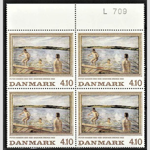 FRIMRKER DANMARK | 1988 - AFA 921 - Peter Hansen - 4,10 Kr. flerfarvet i 4-blok - Postfrisk