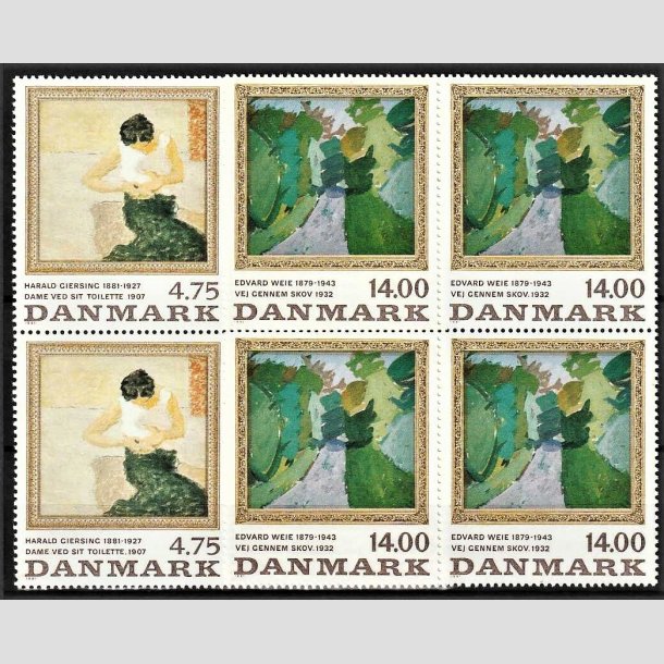 FRIMRKER DANMARK | 1991 - AFA 1005,1006 - Harald Giersing mv. - 4,75 + 14,00 Kr. flerfarvet i 4-blokke - Postfrisk