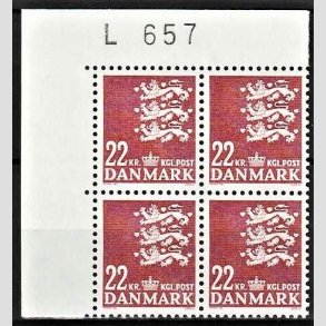 FRIMRKER DANMARK | 1987 - AFA 876 - Rigsvben 22 Kr. matrd i marginalblok L657 - Postfrisk