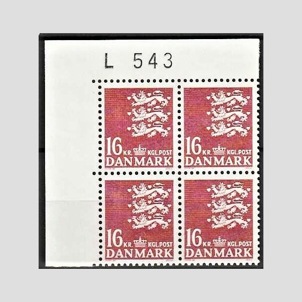 FRIMRKER DANMARK | 1983 - AFA 777 - Rigsvben 16 Kr. matrd i marginalblok L543 - Postfrisk
