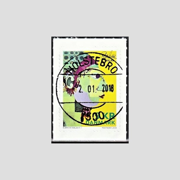 FRIMRKER DANMARK | 2018 - AFA 1923 - Bjrn Wiinblad - 9,00 kr. flerfarvet - Pragt Stemplet Holstebro