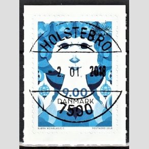 FRIM�RKER DANMARK | 2018 - AFA 1925 - Bj�rn Wiinblad - 9,00 kr. flerfarvet - Pragt Stemplet Holstebro