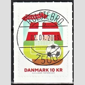 FRIM�RKER DANMARK | 2019 - AFA 1952 - 800-�ret for Dannebrog. - 10,00 kr. flerfarvet - Pragt Stemplet Holstebro