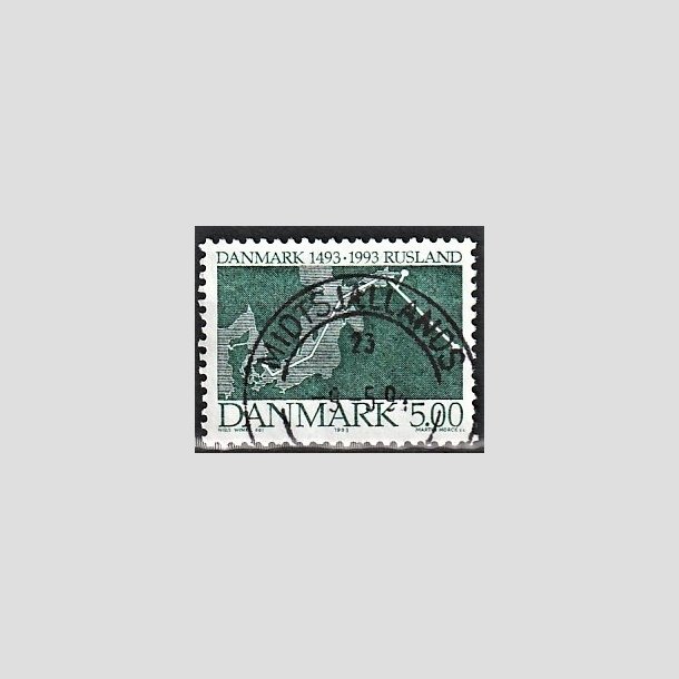 FRIMRKER DANMARK | 1993 - AFA 1049 - Traktat Danmark-Rusland - 5,00 Kr. grn - Lux Stemplet
