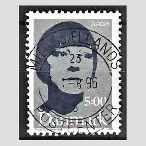 FRIM�RKER DANMARK | 1996 - AFA 1117 - Ber�mte kvinder - 5,00 kr. gr�/m�rkbl� - Pragt Stemplet 