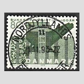 FRIM�RKER DANMARK | 1971 - AFA 521 - Sukkerproduktion - 80 �re gr�n - Lux Stemplet 
