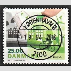 FRIM�RKER DANMARK | 2016 - AFA 1860A - T�nk Gr�nt - 25,00 Kr. flerfarvet - Pragt Stemplet K�benhavn �
