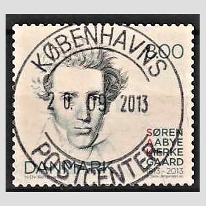 FRIM�RKER DANMARK | 2013 - AFA 1740 - S�ren Kierkegaard 200 �r. - 8,00 Kr. flerfarvet - Pragt Stemplet