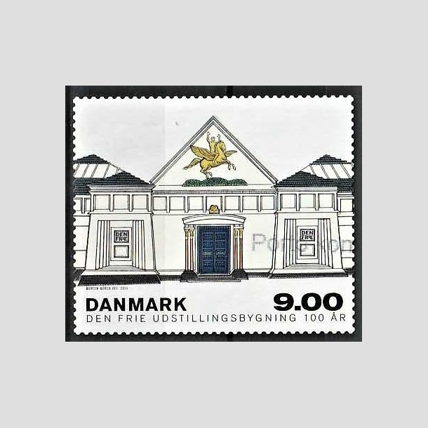 FRIMRKER DANMARK | 2014 - AFA 1787 - Den Frie Udstillingsbygning 100 r. - 9,00 kr. flerfarvet - Stemplet