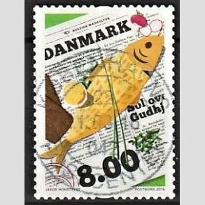 FRIM�RKER DANMARK | 2016 - AFA 1842 - Nordisk madkultur - 8,00 Kr. flerfarvet - Pragt Stemplet