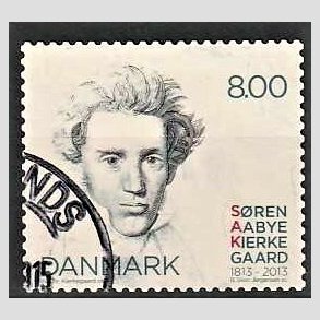 FRIMRKER DANMARK | 2013 - AFA 1740 - Sren Kierkegaard 200 r. - 8,00 Kr. flerfarvet - Pnt Stemplet