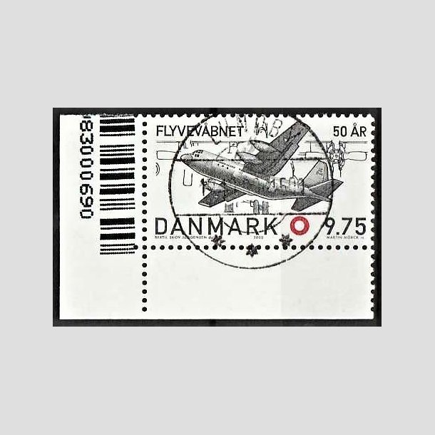 FRIMRKER DANMARK | 2000 - AFA 1264 - Flyvevbnet 50 r. - 9,75 Kr. sort/rd - Pragt Stemplet Lundby