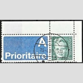 FRIMRKER DANMARK | 2000 - AFA 1245v - Dronning Margrethe II - 5,00 grn med A-vignet - Pragt Stemplet Lundby