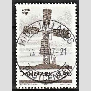FRIM�RKER DANMARK | 2007 - AFA 1492 - Danske vindm�ller - 4,50 Kr. M�llen i Anskov - Pragt Stemplet Midtsj�lland