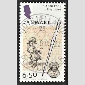 FRIM�RKER DANMARK | 2005 - AFA 1424 - H.C. Andersen - 6,50 Kr. Pen og bl�k - Pragt Stemplet
