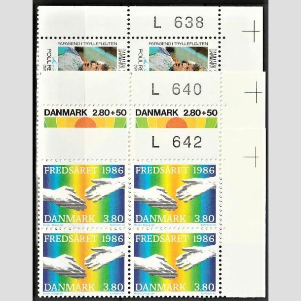 FRIMRKER DANMARK | 1986 - AFA 851,855,857 - Poul Richard mv. - 3 stk. bedre marginal 4-blokke - Postfrisk