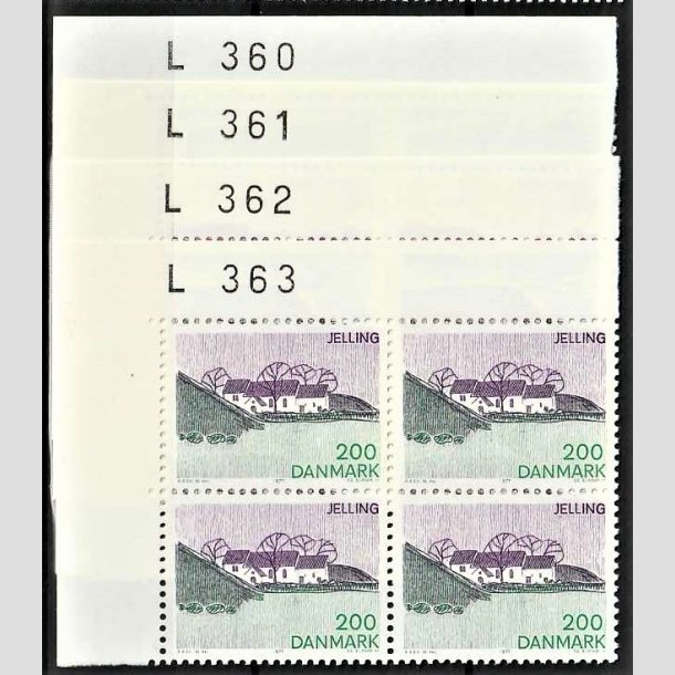 FRIMRKER DANMARK | 1977 - AFA 637-40 - Sydjylland - 60-200 re flerfarvet i st marginalblokke - Postfrisk