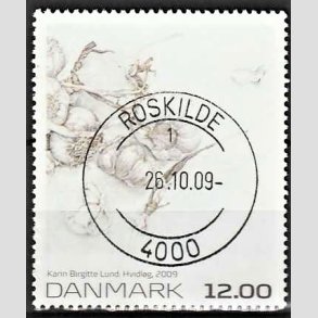 FRIMRKER DANMARK | 2009 - AFA 1594 - Frimrkekunst 13. - 12,00 Kr. flerfarvet - Pragt Stemplet Roskilde