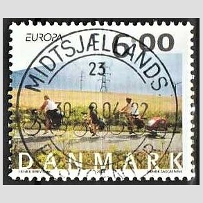 FRIM�RKER DANMARK | 2004 - AFA 1396 - Cykel og sejlerferie - 6,00 Kr. flerfarvet - Pragt Stemplet Midtsj�lland