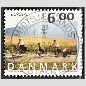 FRIM�RKER DANMARK | 2004 - AFA 1396 - Cykel og sejlerferie - 6,00 Kr. flerfarvet - Pragt Stemplet Midtsj�lland