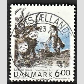 FRIM�RKER DANMARK | 2004 - AFA 1385 - Gefion - 6,00 Kr. flerfarvet - Pragt Stemplet Midtsj�lland