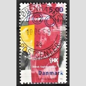 FRIM�RKER DANMARK | 1998 - AFA 1167 - Arbejdsmarkedet - 5,00 Kr. flerfarvet - Pragt Stemplet