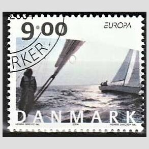 FRIMRKER DANMARK | 2004 - AFA 1397 - Cykel- og sejlerferie - 9,00 Kr. flerfarvet - Pnt Stemplet