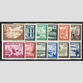 FRIM�RKER TYSK RIGE: 1939 | AFA 697-708 | 3+2-25+15 pf. i s�t - Ubrugt