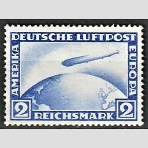 FRIM�RKER TYSK RIGE: 1928-30 | AFA 422 | Zeppelin luftpost - 2 mk. bl� - Postfrisk