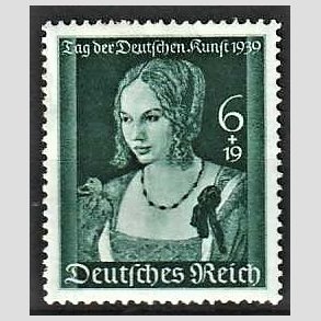 FRIM�RKER TYSK RIGE: 1939 | AFA 695 | 6+19 pf. gr�n - Ubrugt