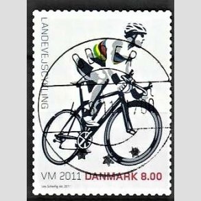 FRIM�RKER DANMARK | 2011 - AFA 1674 - WM i landevejscykling - 8,00 Kr. flerfarvet - Pragt Stemplet (Uds�gt kvalitet)