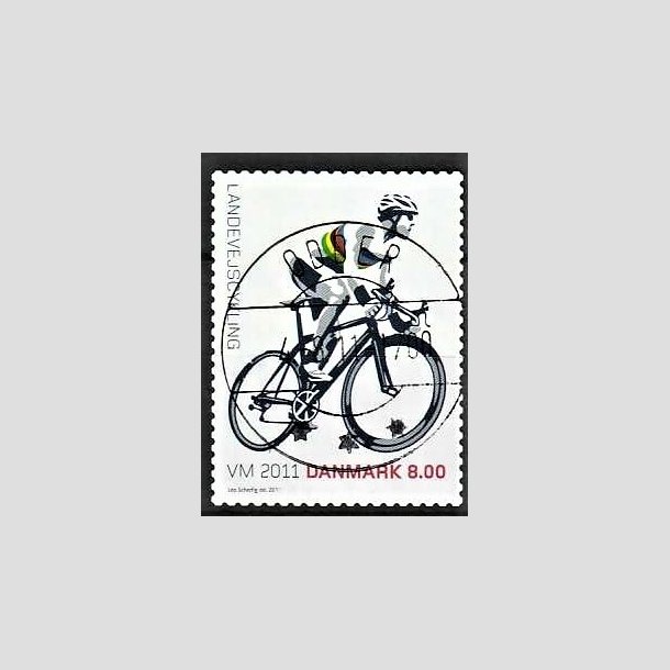 FRIMRKER DANMARK | 2011 - AFA 1674 - WM i landevejscykling - 8,00 Kr. flerfarvet - Pragt Stemplet (Udsgt kvalitet)